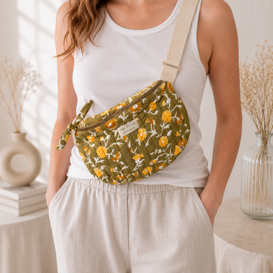 Golden Meadow Floral Banana Bag Fanny Packs