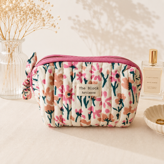 Mint Blossom Meadow Medium Toiletry Bag — Elegant Organisation for Everyday Essentials