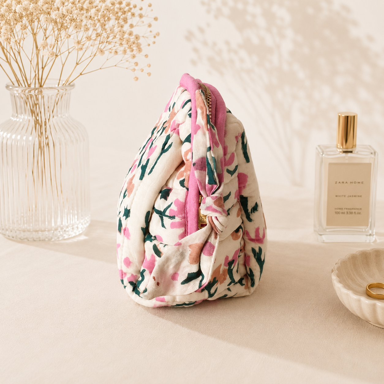 Mint Blossom Meadow Medium Toiletry Bag — Elegant Organisation for Everyday Essentials