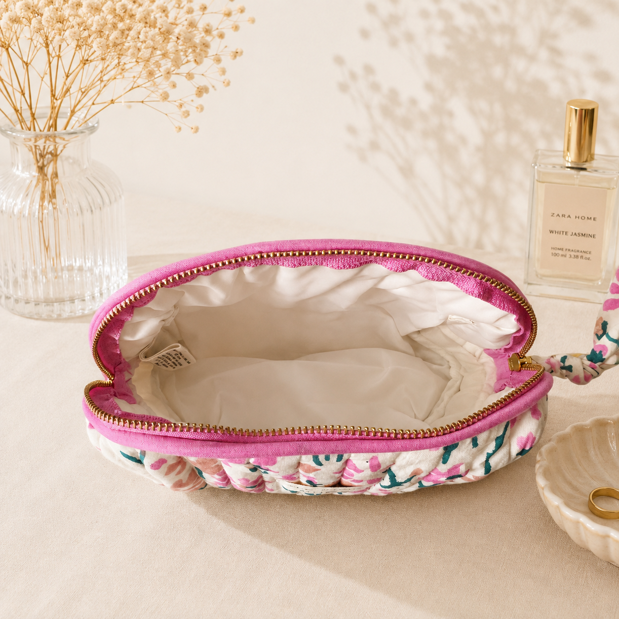 Mint Blossom Meadow Medium Toiletry Bag — Elegant Organisation for Everyday Essentials