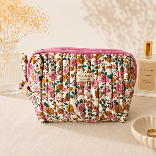 Bloom Garden Floral Toiletry Bag — Travel Beautifully with Handcrafted Detail