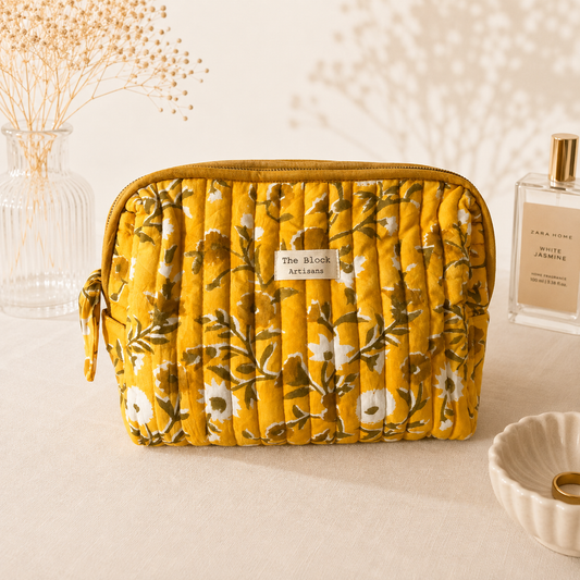 Sunny Meadow Floral Toiletry Bag — Travel Storage with Bright Artisan Craft