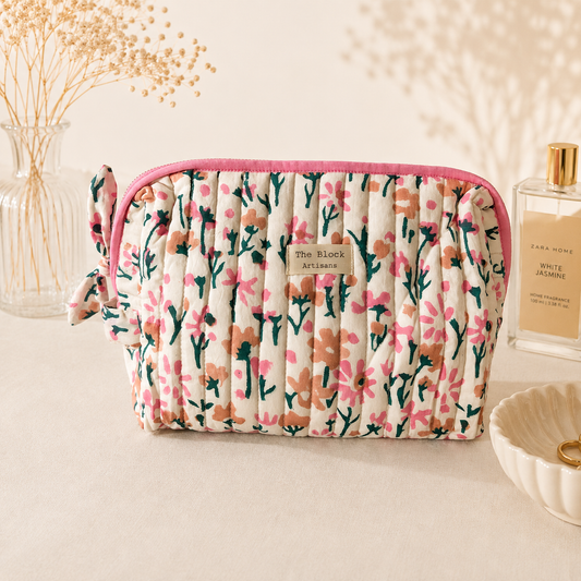 Mint Blossom Meadow Toiletry Bag — Travel Storage with Garden-Inspired Craft