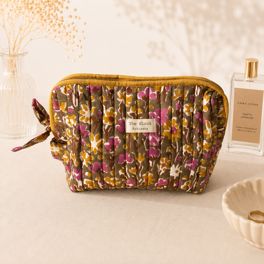 Olive Garden Bloom Toiletry Bag — Travel Storage with Handcrafted Charm