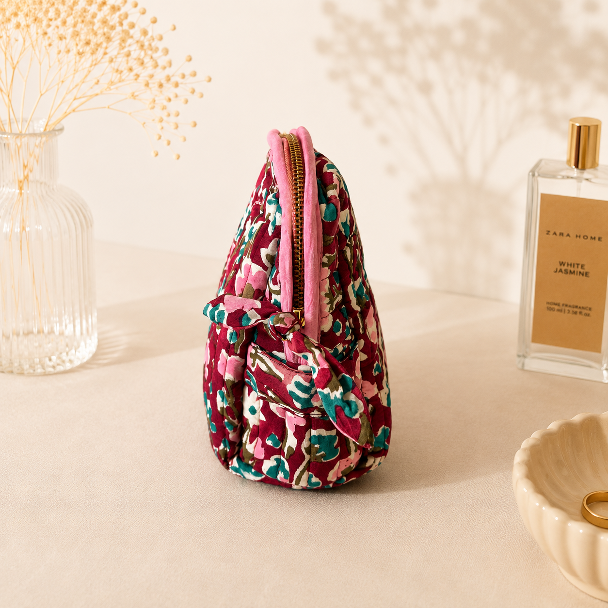 Berry Garden Bloom Toiletry Bag — Travel Storage with Vibrant Artisan Craft