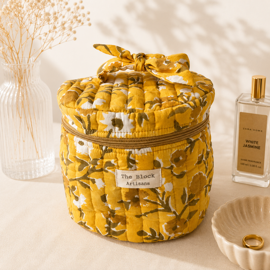 Sunny Meadow Floral Vanity Bag — Organised Beauty with Floral Elegance
