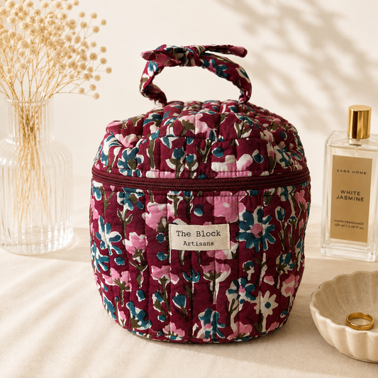 Berry Garden Bloom Vanity Bag — Organised Beauty with Botanical Elegance