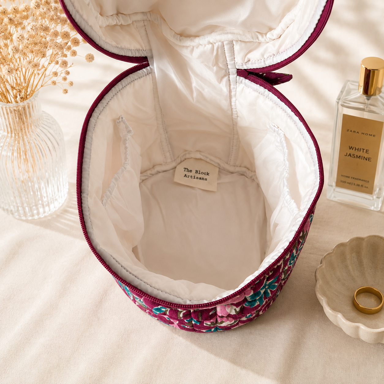 Berry Garden Bloom Vanity Bag — Organised Beauty with Botanical Elegance