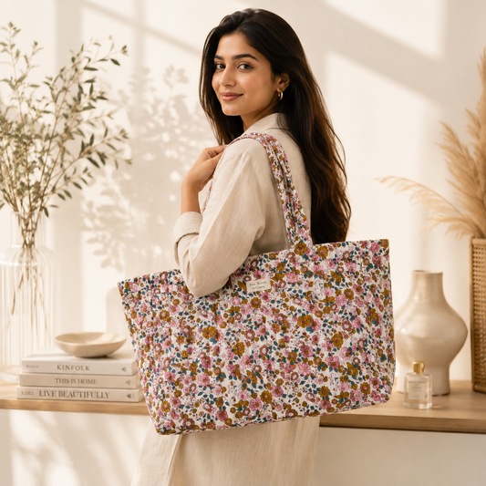 Bloom Garden Floral Tote Bag — Spacious Elegance for Everyday Carry