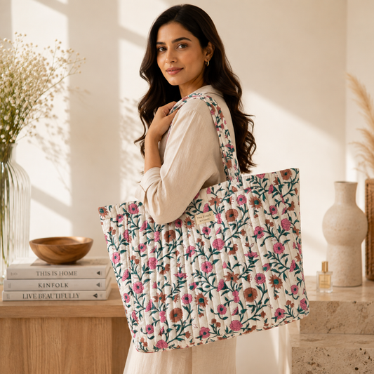 Spring Meadow Floral Tote Bag — Spacious Carry with Fresh Floral Charm